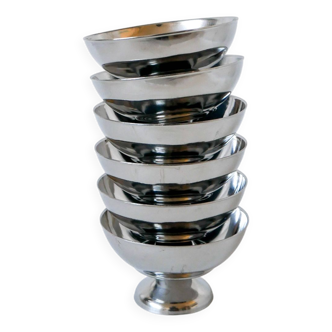 Set of 6 stainless steel bowls 1970 10 x 5.5 cm