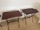 Pair of folding serving tables Grange in wood and wrought iron