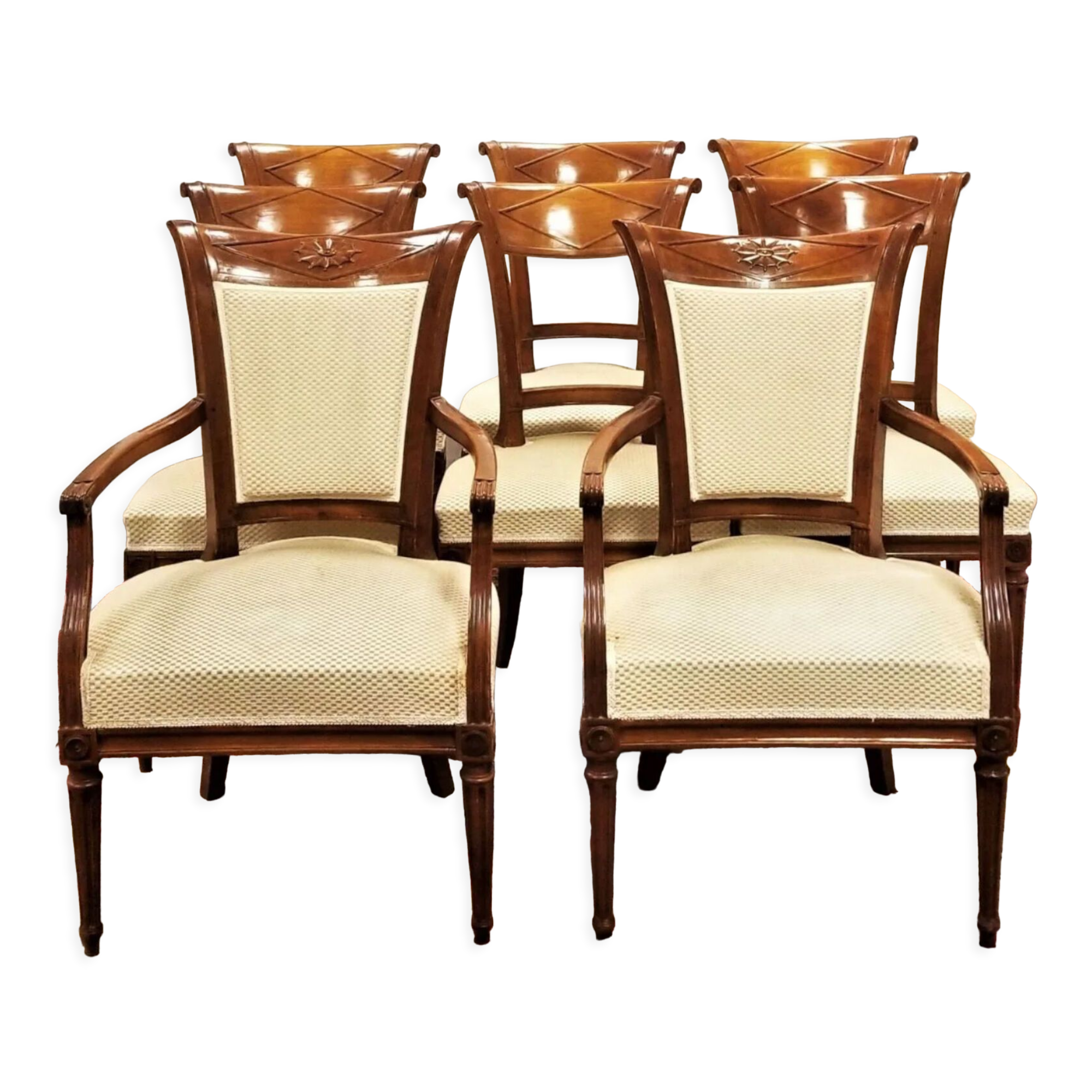 Ensemble de 6 chaises et 2 fauteuils de style directoire