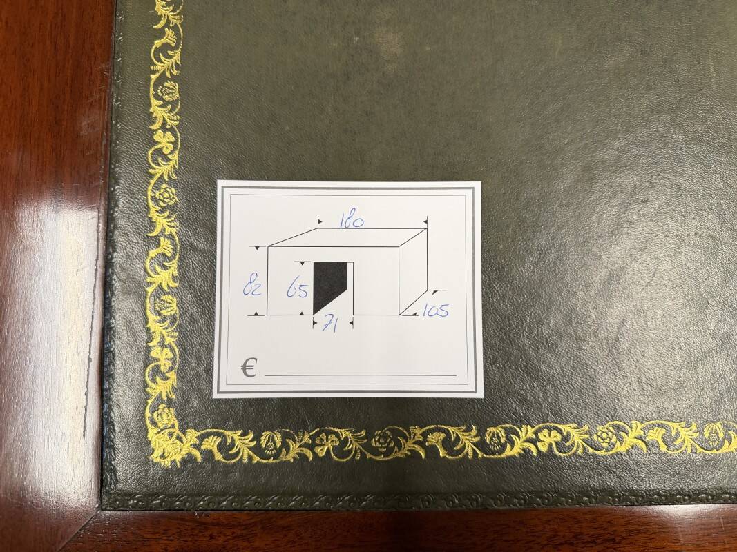 English Chesterfield desk with green leather