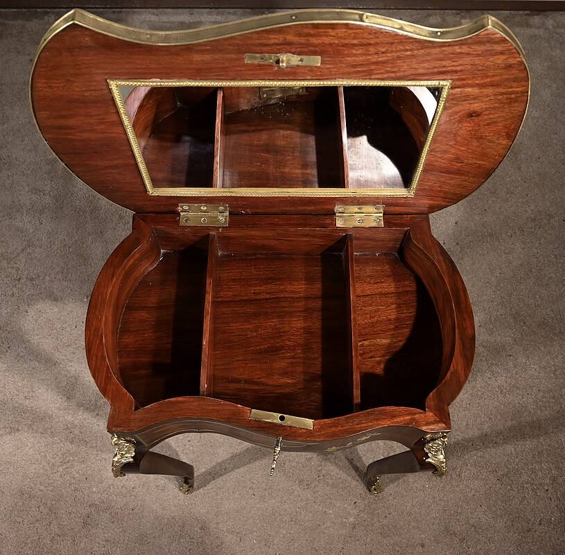 Small Living Room Table in Rosewood and Marquetry, Louis XV style, Napoleon III – Middle XI period