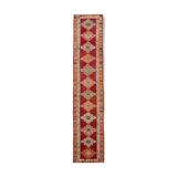 Hand-knotted decorative turkish red runner carpet 88 cm x 470 cm