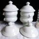 White onion soup bowls with lids, French soup bowls.