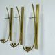 Set of three sconces in brass and triplex opaline glass. Italy 1950s