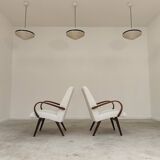 Pair of Jaroslav Smidek armchairs for Ton Bystrice restored in white buckle 1960