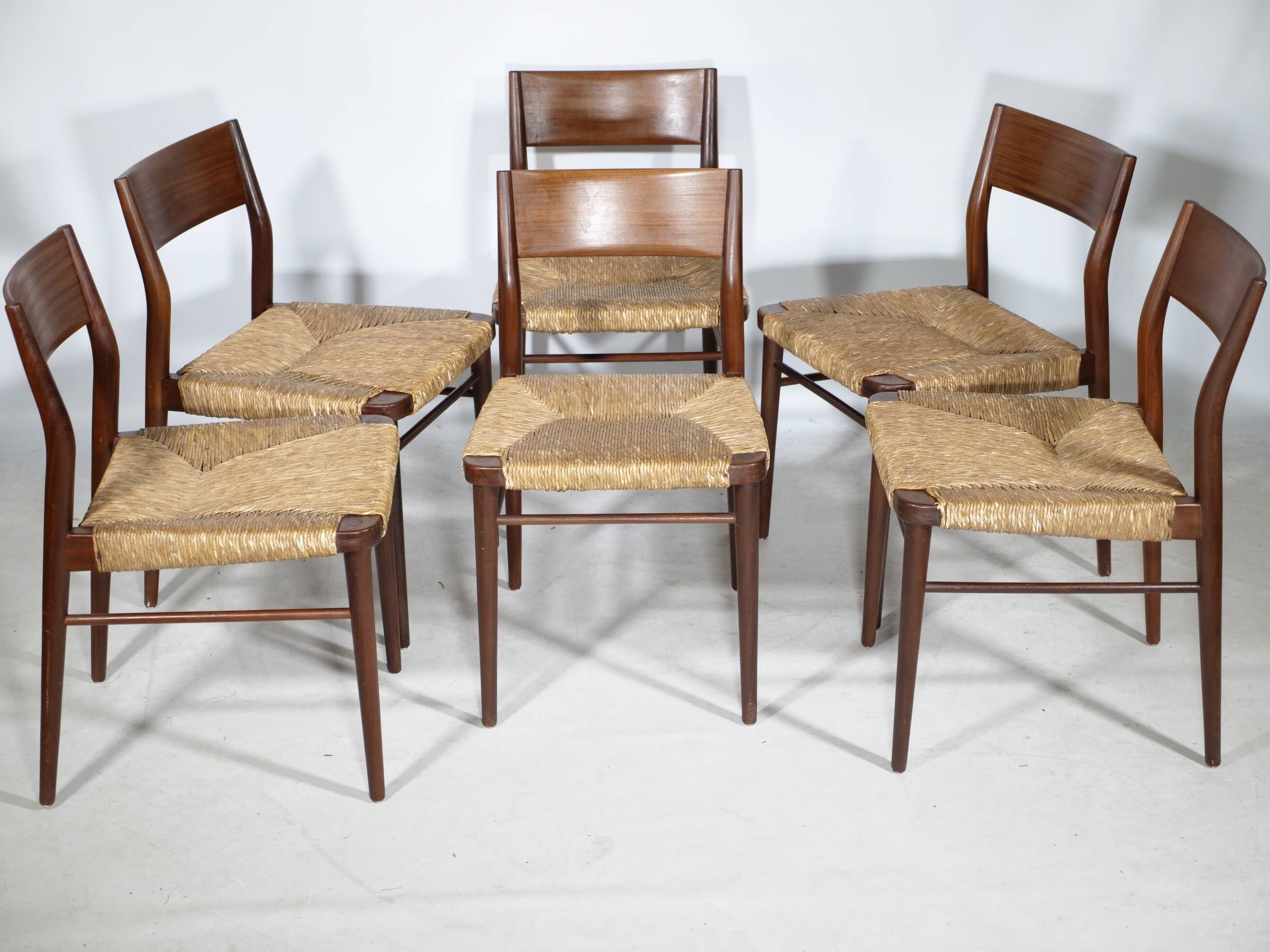 Teak Cane Chairs 351 Georg Leowald for Wilkhahn 1960s