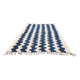 Large striped Berber rug 274x208 cm – Cream & blue wool – Graphic pattern