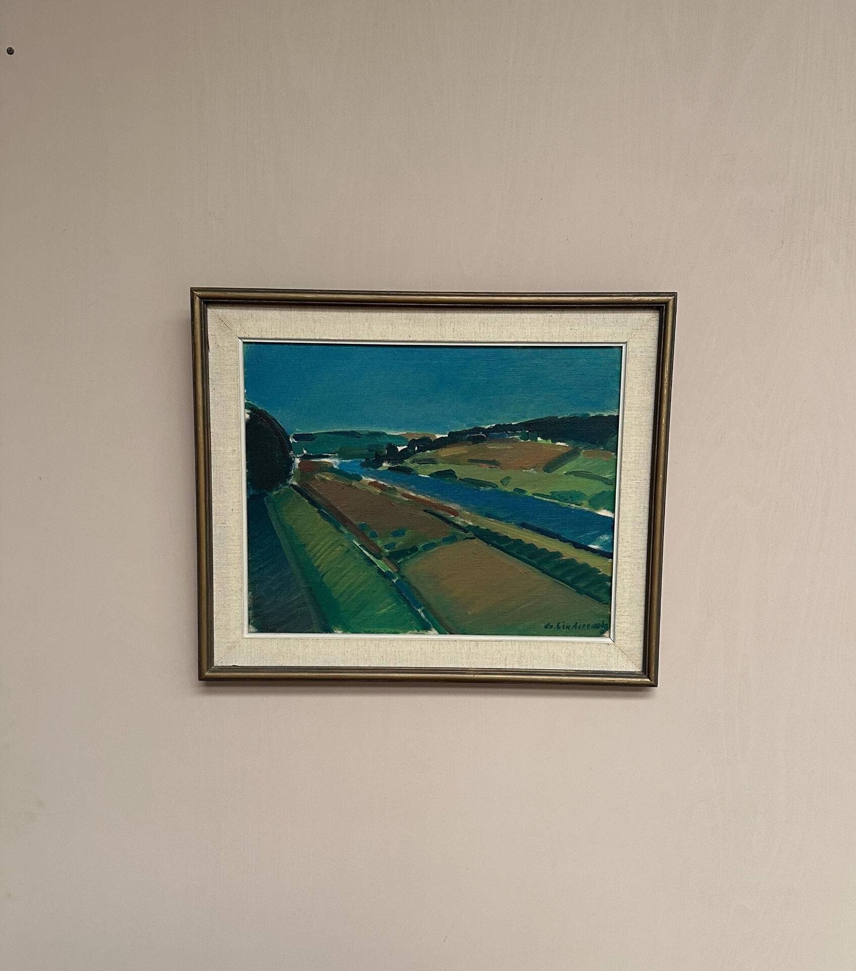 Swedish Oil on Canvas – Landscape by Bertil Lindeqrantz – Vintage