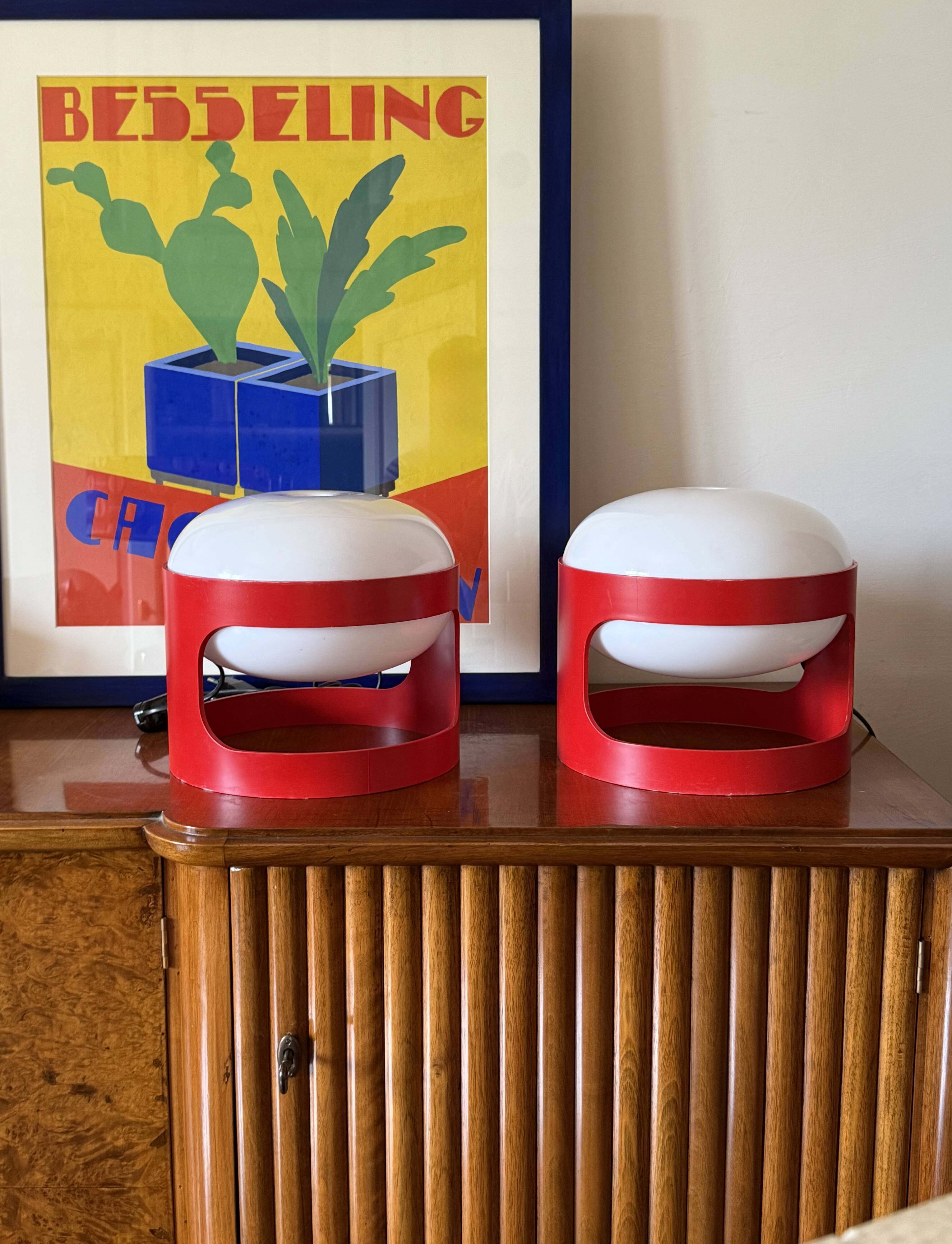 Joe Colombo, space age set of 2 mod. KD27 table lamps, Kartell Italy 1970s