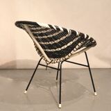 Black and white basket armchair