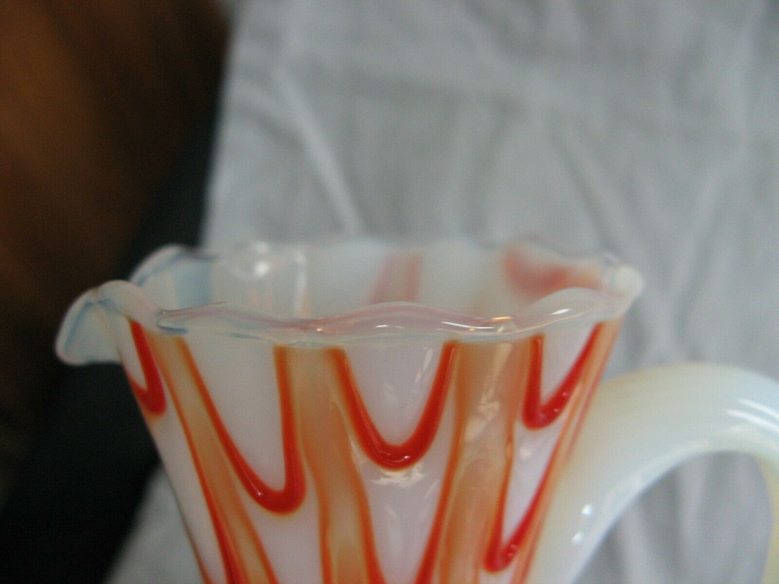 Crystal or opaline foot pitcher murano opalescent glass fair