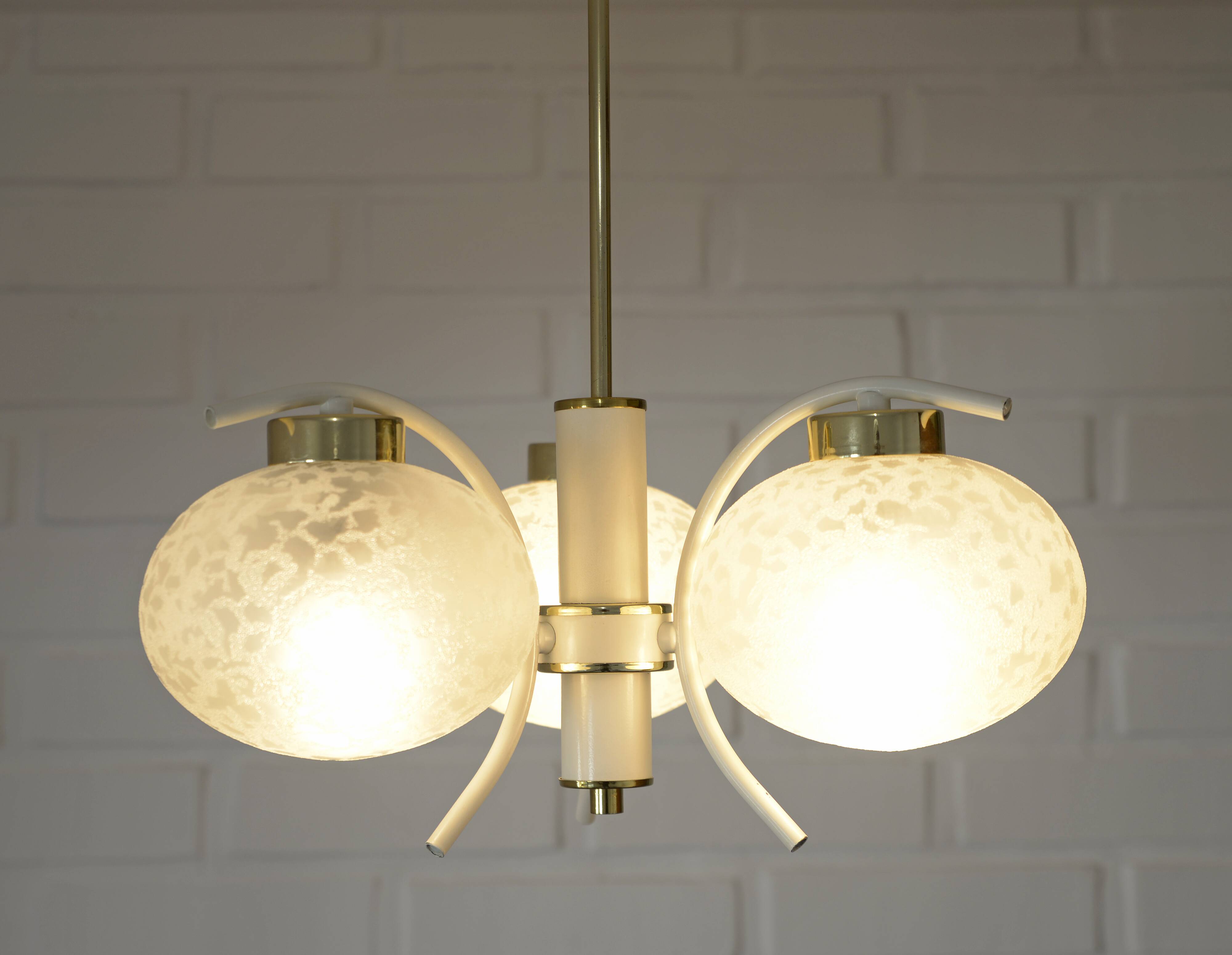 Vintage chandelier MCM Sputnik pendant lamp 1970s white hanging lamp