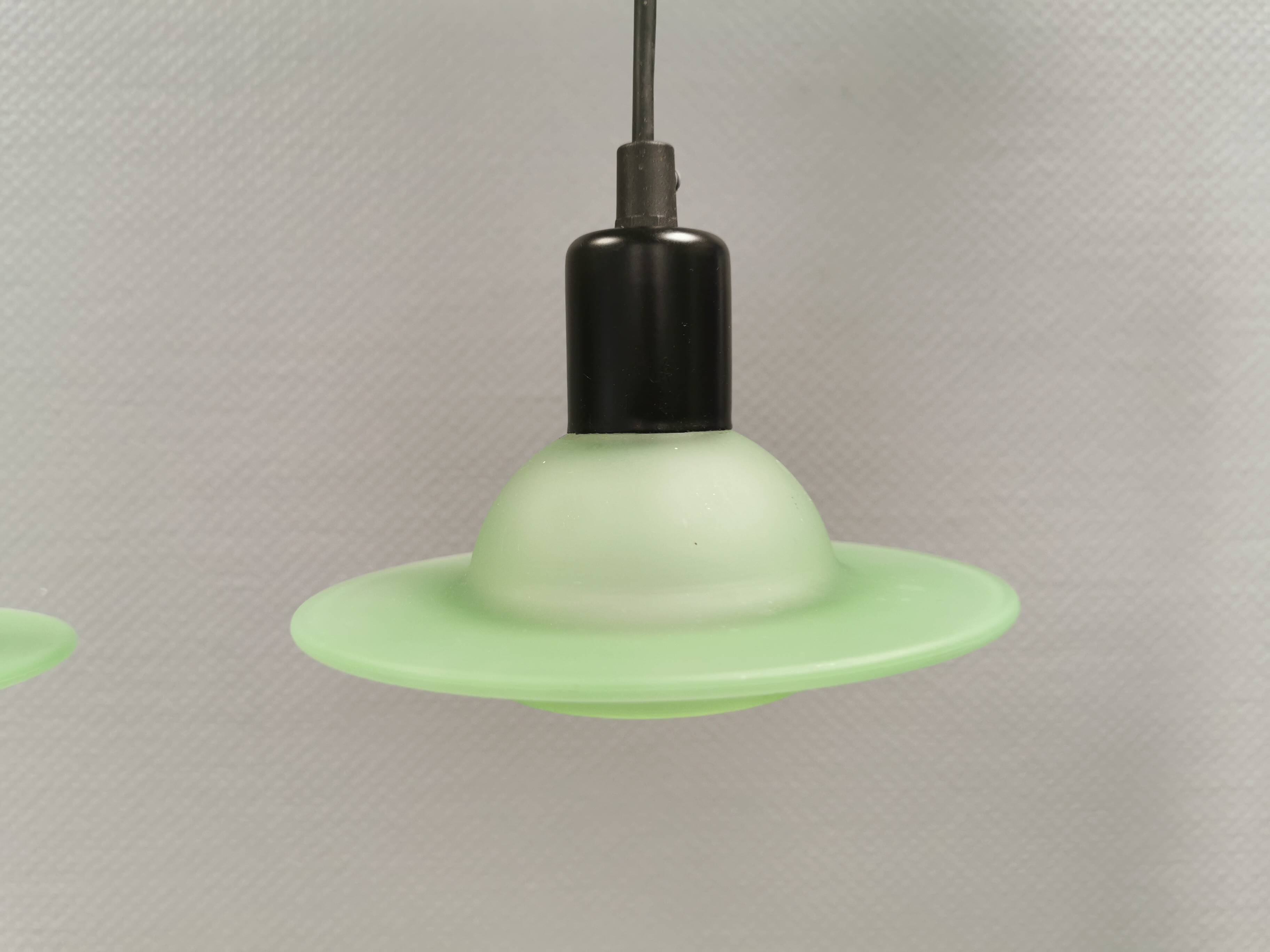 Green glass UFO pendant lights from Design-Light, early 1990s in Denmark