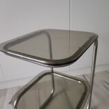 Side table or pedestal table in chrome and glass
