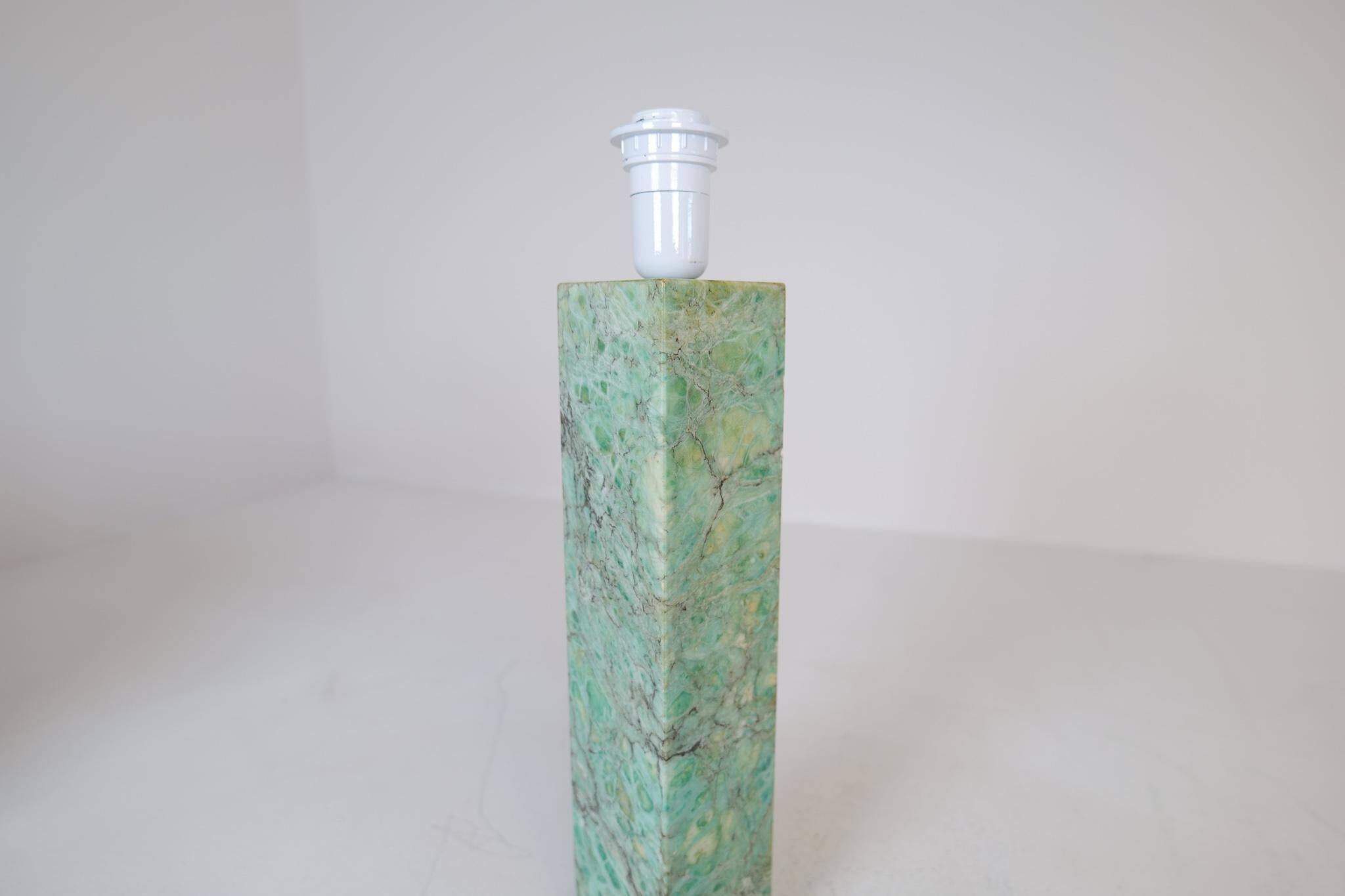 Mid-century green marble table lamp by Bergbom, Sweden, 1960s.