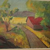 Landscape with barn by Bror Göransson