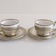 Victorian Alpaca Silver Tea or Coffee Pair of Cups and Plates, England 19th C.