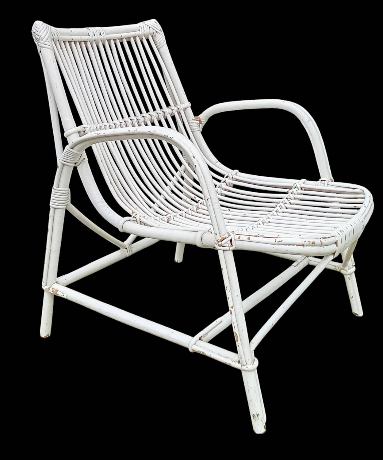 Set of 3 rattan armchairs from the 1970s
