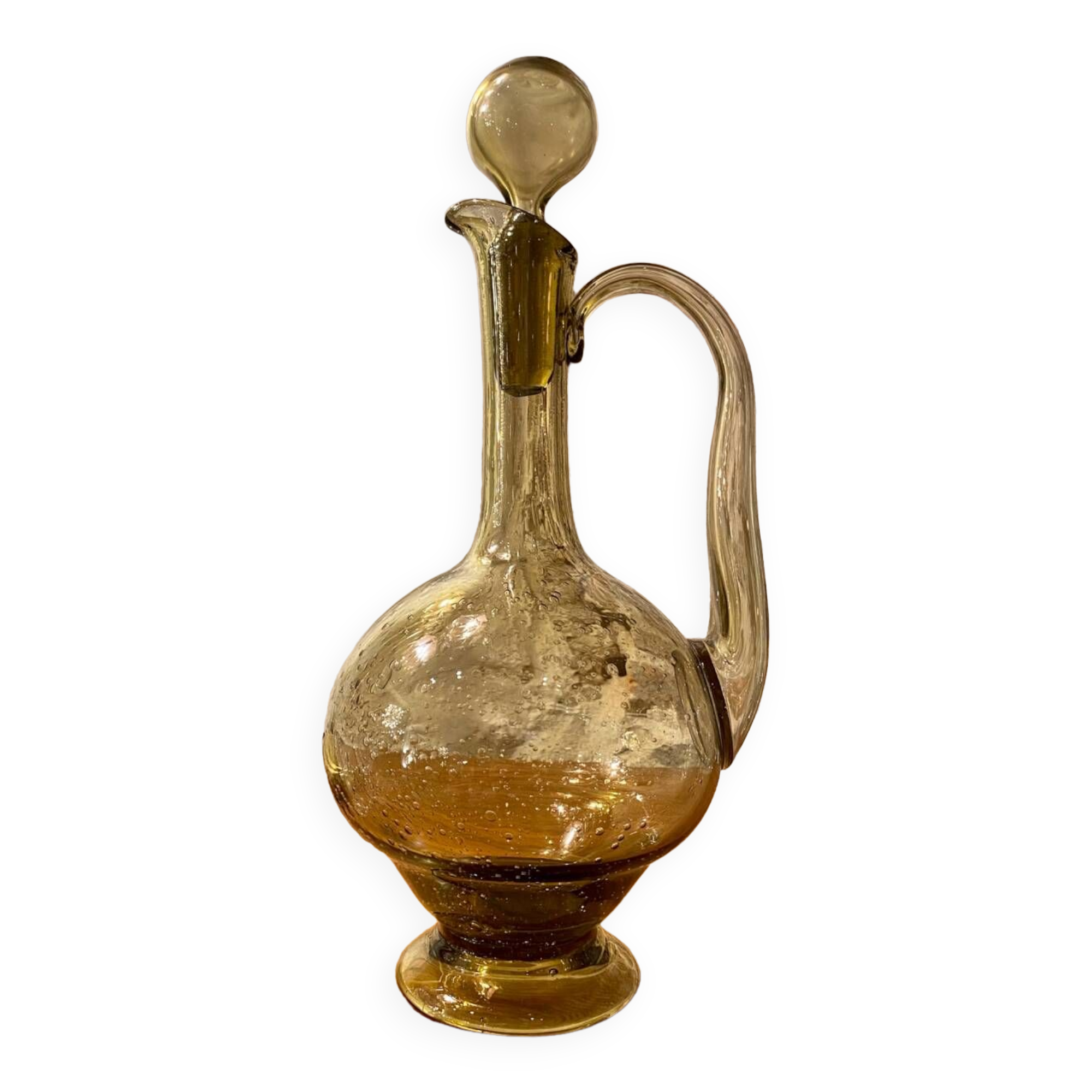 Smoked blown glass carafe