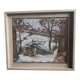 Old oil painting representing a winter landscape