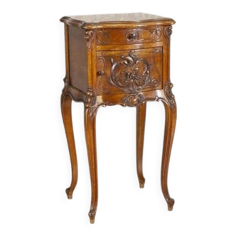Rococo Nightstand in Walnut with Marble Top