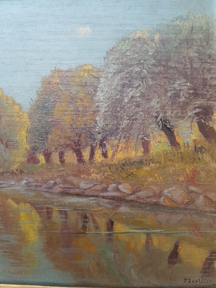 Landscape by Paul Berthier, oil on panel