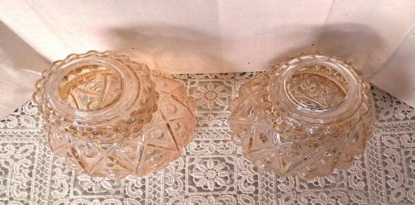 Suspension Lustre plafonnier Verre France POP 1960 Décoration rétro 1 paire