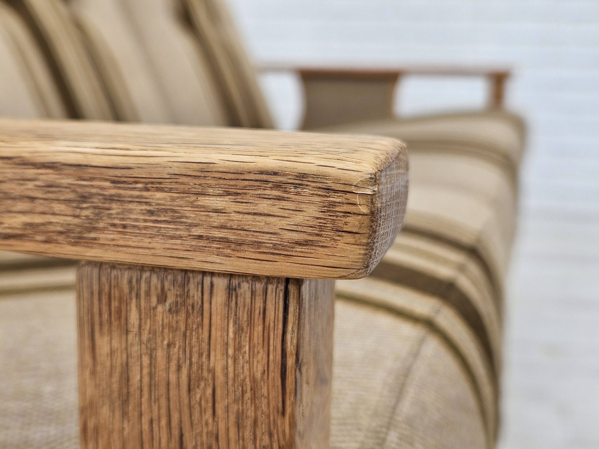 1970s, Danish 3 seater sofa, original very good condition, wool, oak.