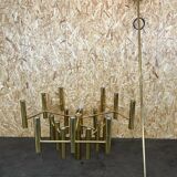 XXL 60s 70s chandelier Gaetano Sciolari for Sciolari Brass with 37 flames