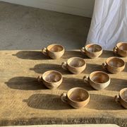 11 tasses à café vintage en grès mat brut