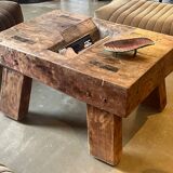 Brutalist coffee table made of solid wood