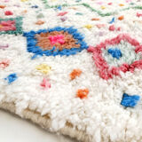 Berber carpet Azilal ecru with colorful patterns 2,35x1,62m