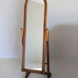 Vintage rattan full-length mirror, 1960s-70s.