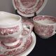 Staffordshire cups, saucers, plates and milk jar