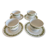 Set of 4 cups and saucers Corelle Spring Blossom Green