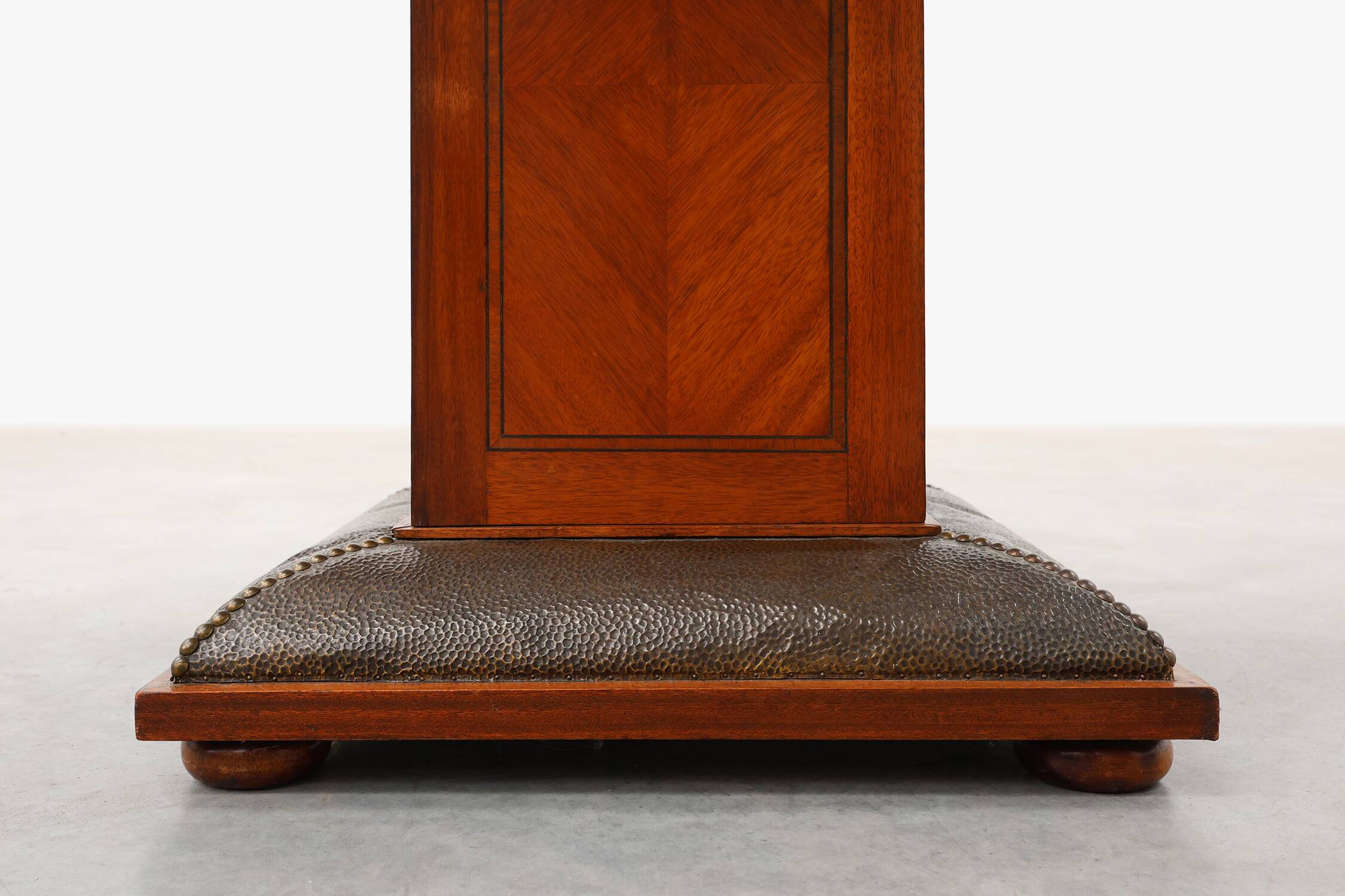 Oval Art Deco Side Table in Walnut with Marble Top by De Coene, Belgium