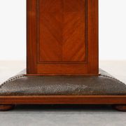 Table d'appoint ovale Art Déco en noyer avec plateau en marbre par De Coene, Belgique