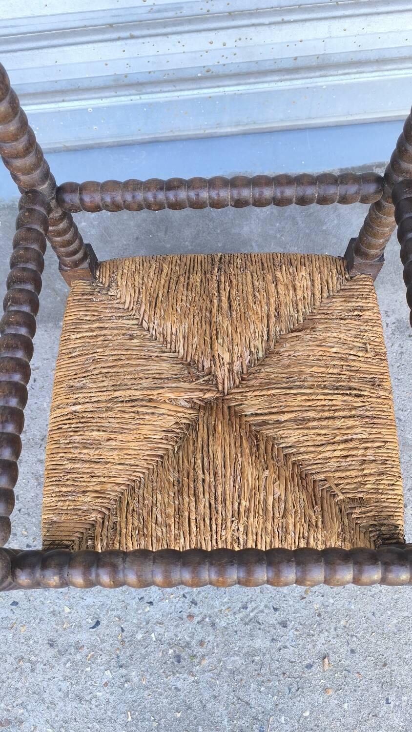 Fauteuil coin du feu en bois tourné début xx ème