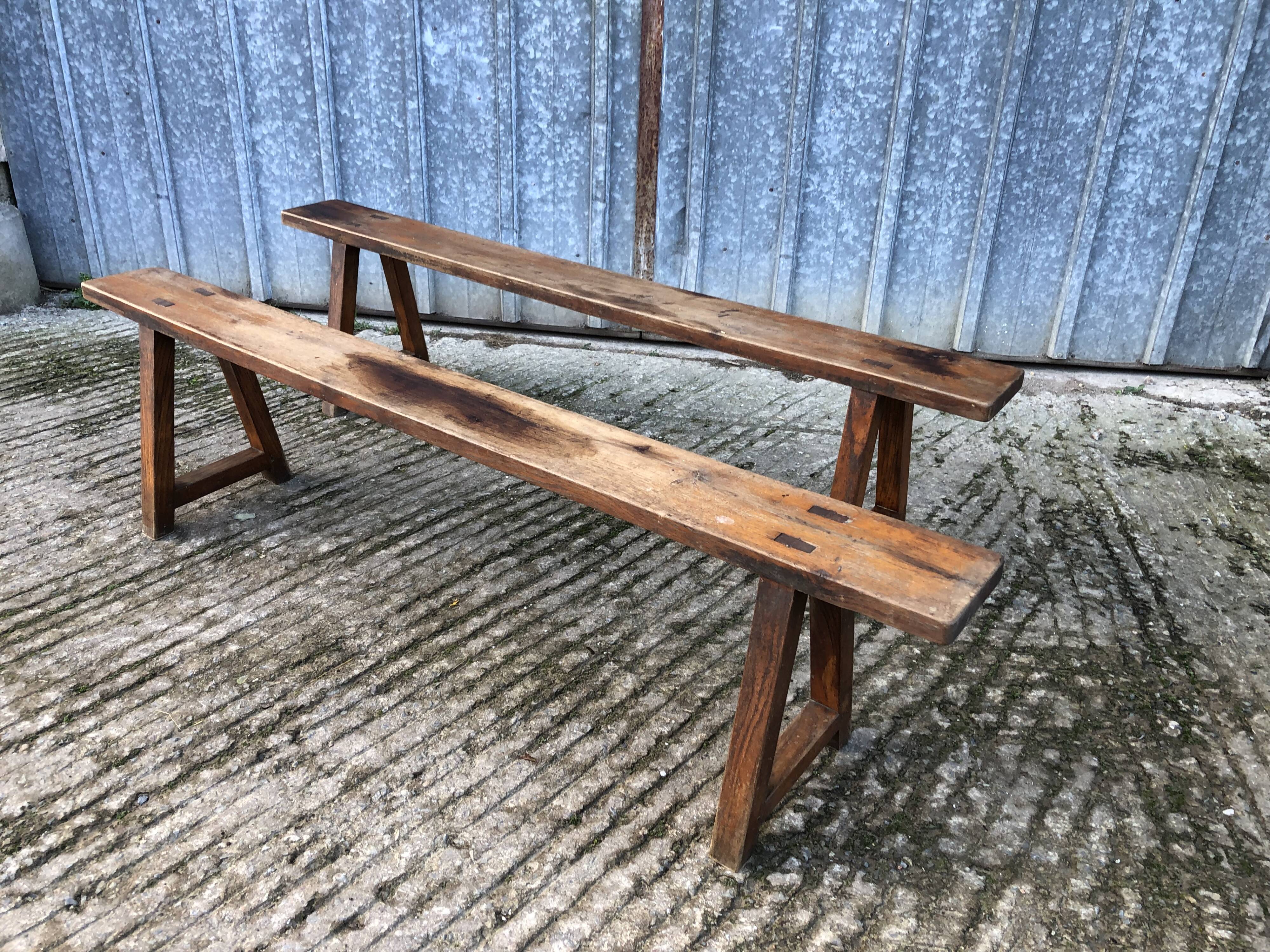 Pair of antique oak benches