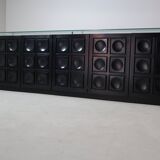 Black brutalist sideboard by Frans Defour, Belgium 1970's