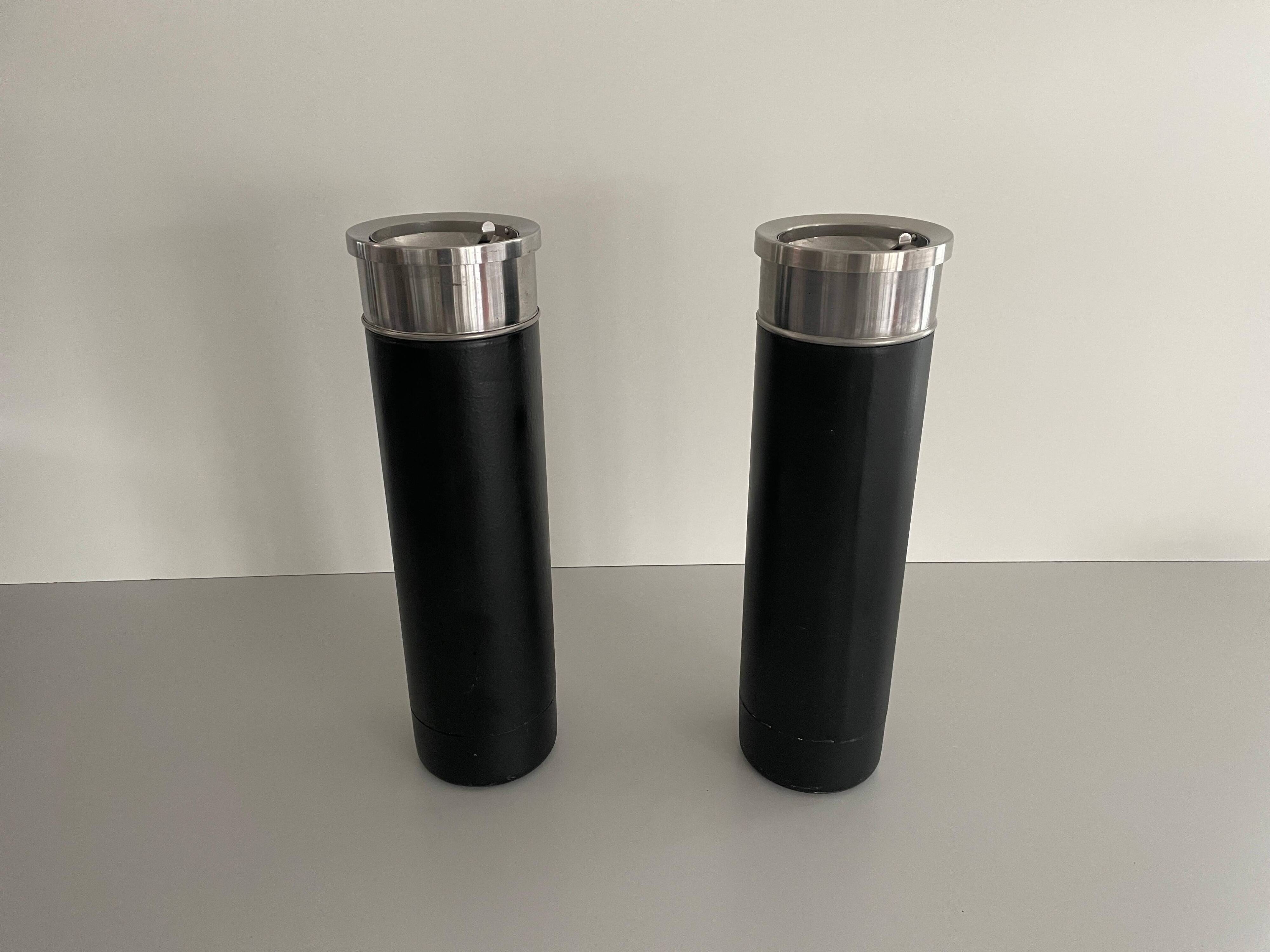 Set of 2 chrome floor ashtrays, 1960s, Germany