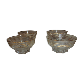 Lot de 4 coupes à champagne liseré doré année 50