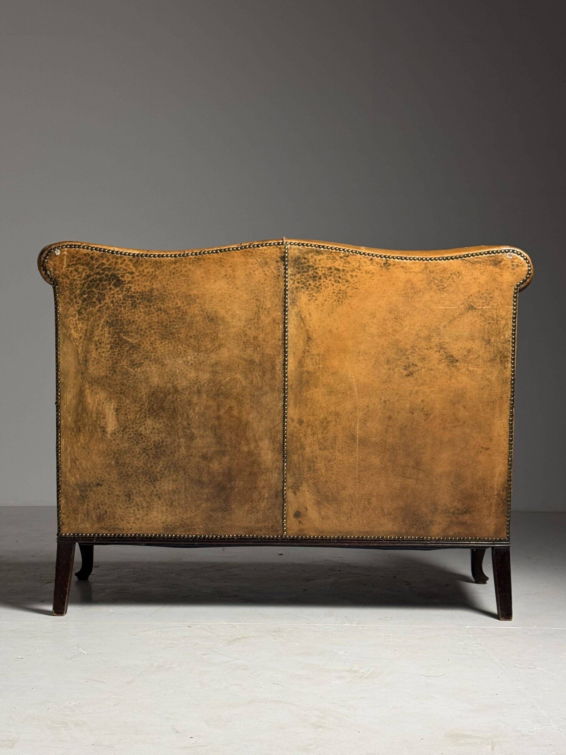 Sheepskin leather classic sofa bench