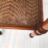 Guéridon table appoint en bois et osier vintage