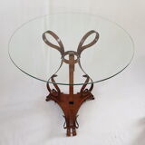 Painted side table in steel, effect trompe l'oeil