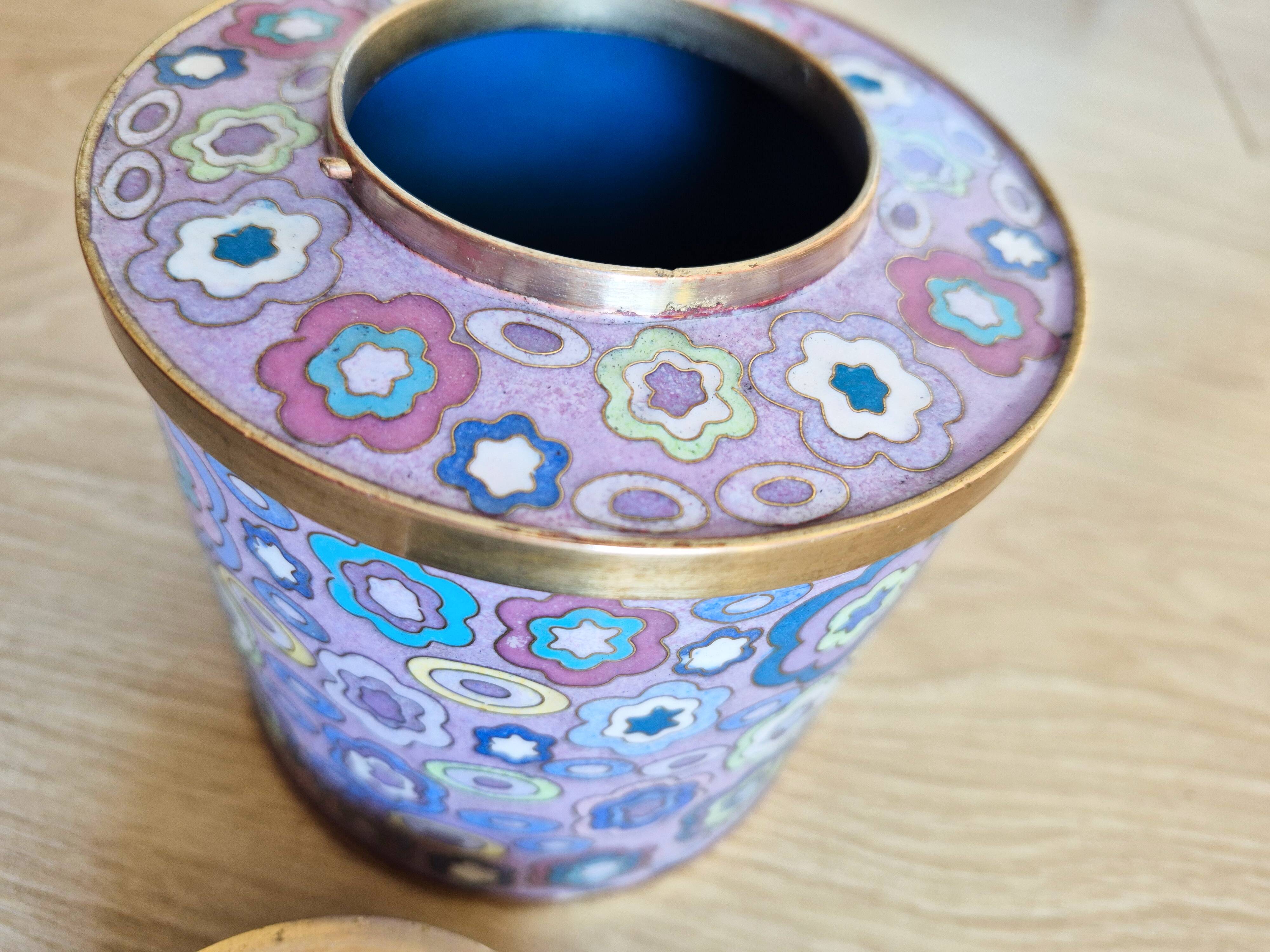 Tea pot Fabienne Jouvin, in cloisonné enamels and brass.