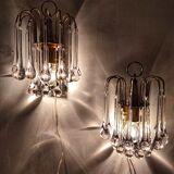 Par de lámparas de cristales. Italia, 1970s.