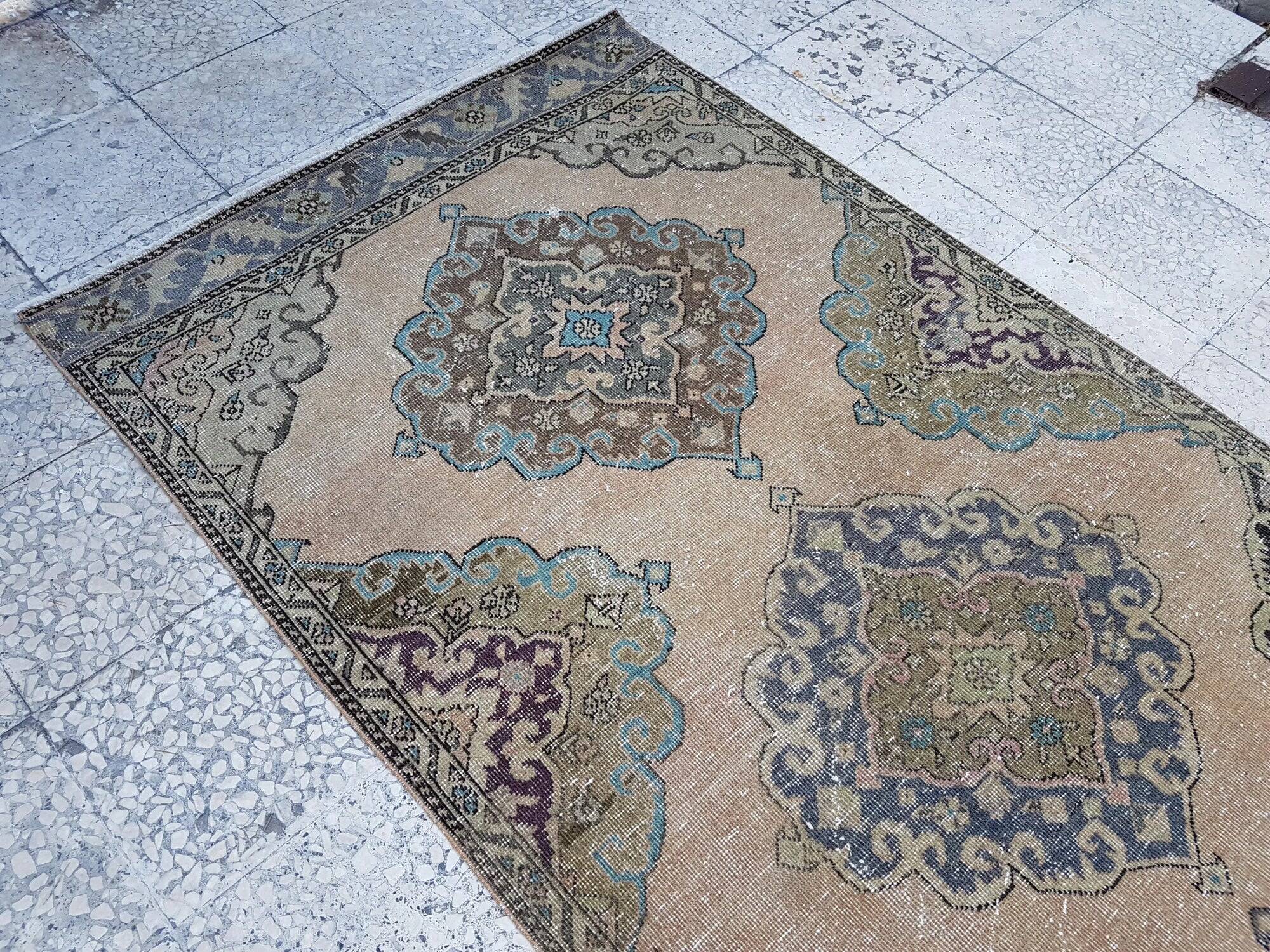 Vintage Turkish hallway rug 113x388 cm