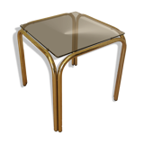 Vintage Italian Coffee Table: Brass & Smoked Glass, Mid-Century Modern