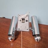 Double wall light in chromed metal, G. SCOLARI, 70s